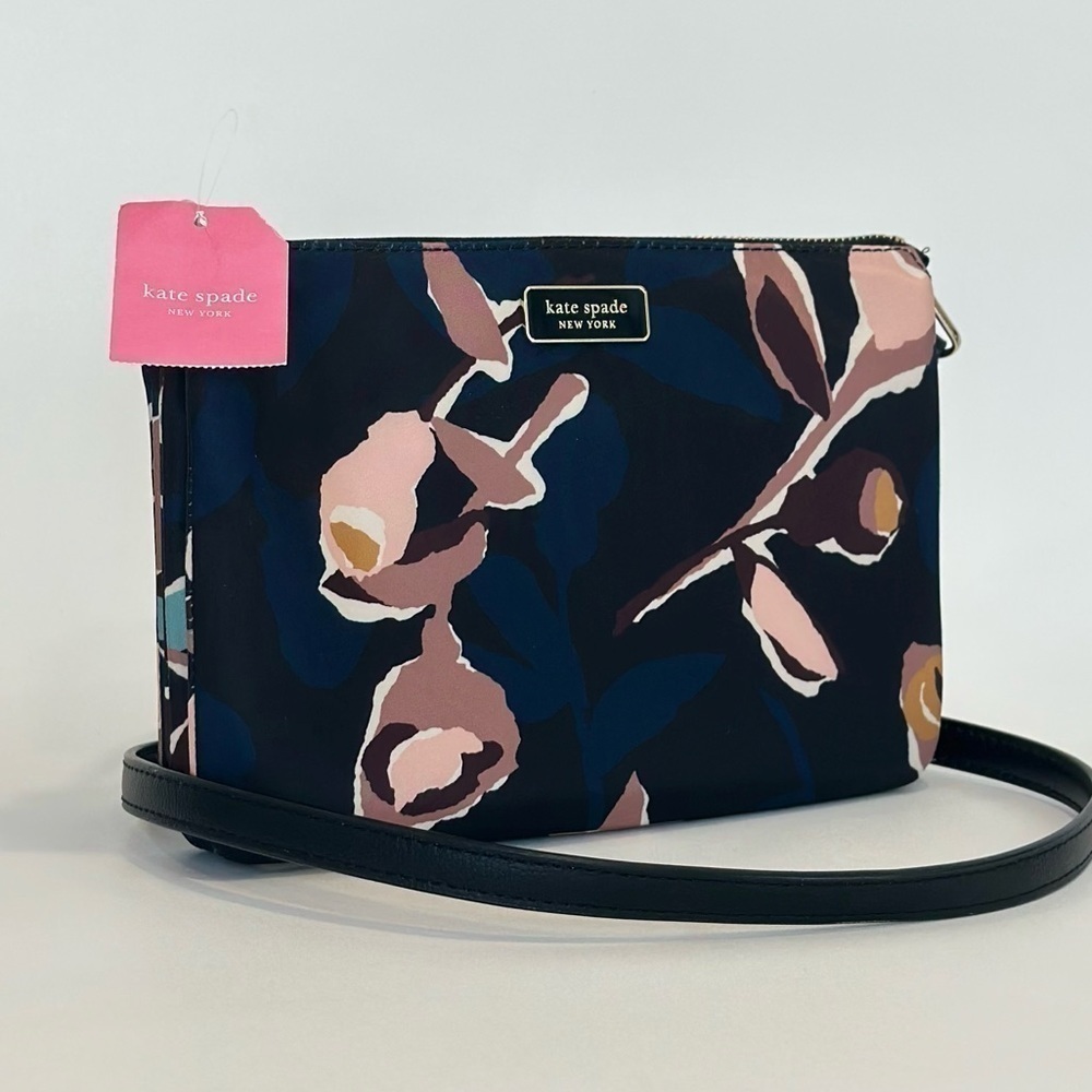 Kate Spade New York Triple Gusset Crossbody Bag with Dawn Paper Rose Print - Picture 12 of 13